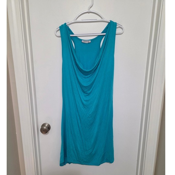 VENUS Dresses & Skirts - Venus Turquoise Blue Cowl Neck Racerback Cover Up Mini Dress Womens XL